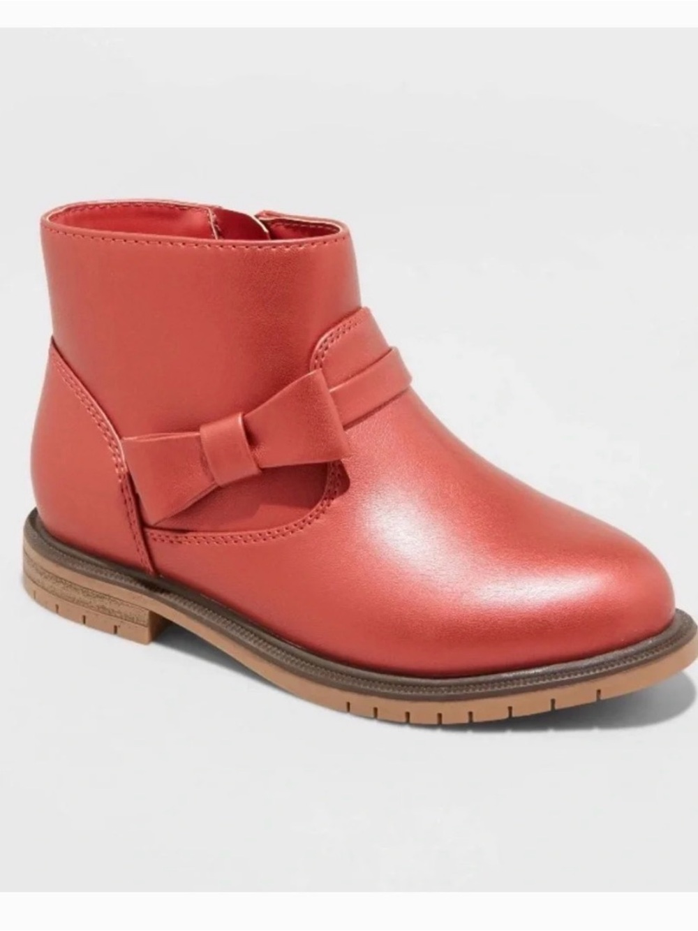 Cat & Jack Red Girls' Ankle Boots with Side Buckle